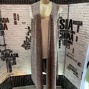 LulaRoe XL Brown Space-Dye Open Front Long Topper Vest